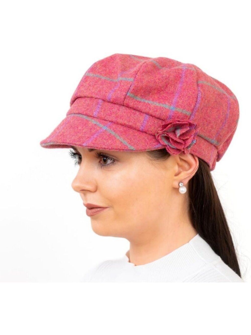 Stylish Women's Newsboy Hat - 8 Panel Wool Cap, Made in Ireland, One Size Fits